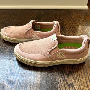 Cariuma Women's SLIP-ON PRO Rose Suede and Canvas Ivory Logo Sneaker